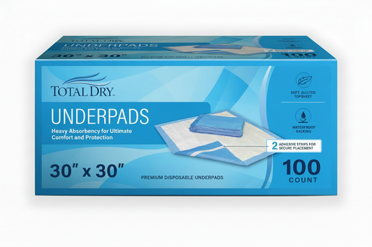 TotalDry Ultimate Underpads - 30" x 30" Heavy Absorbency for Ultimate Comfort and Protection. Disposable Chucks for Adults, Children & Pets
