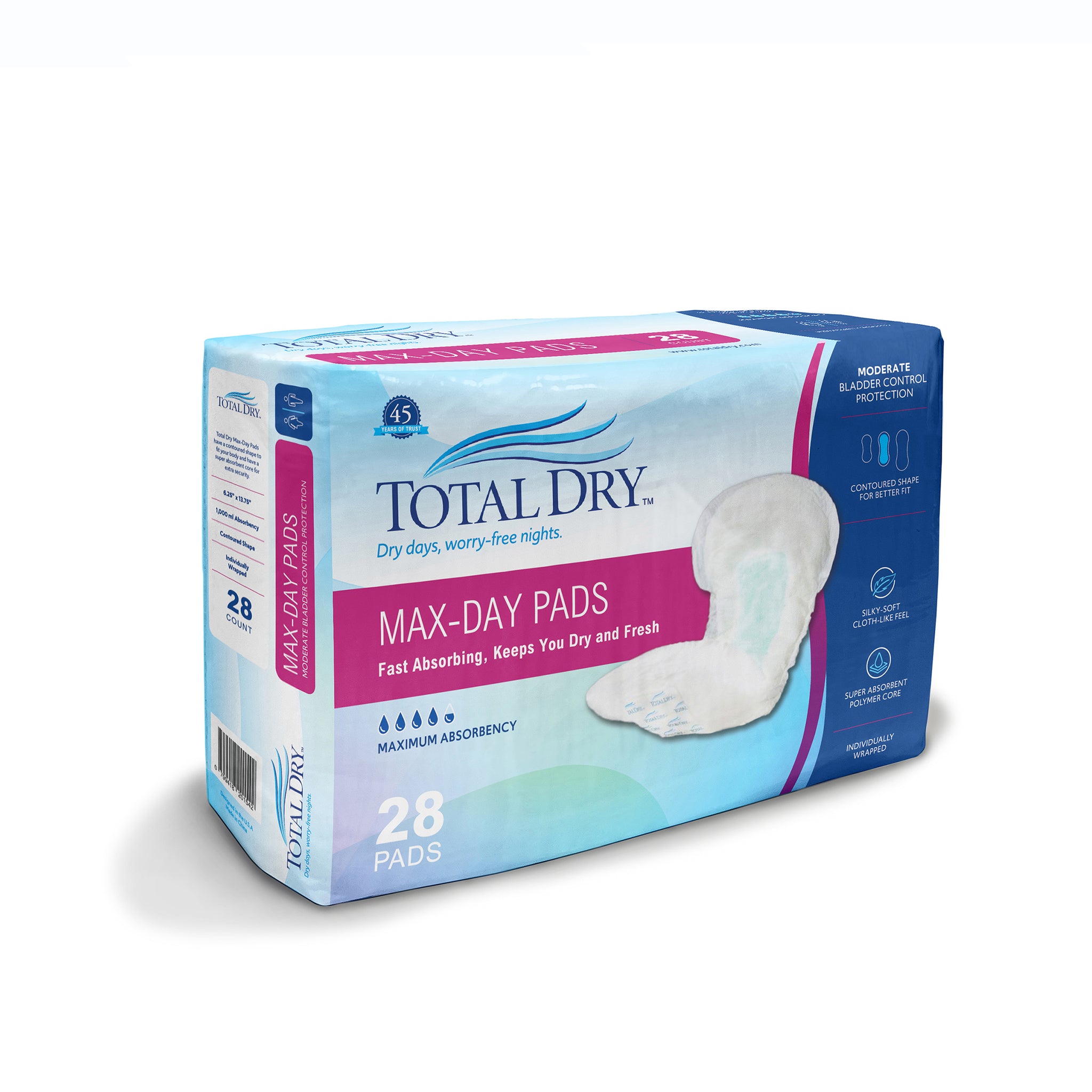 Bladder Control Pad TotalDry™ 11 Inch Length Moderate Absorbency