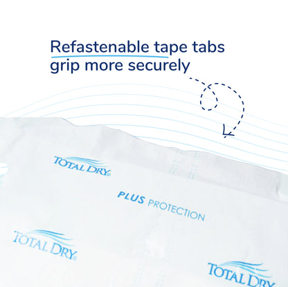 TotalDry Breathable Fitted Briefs - Heavy Absorbency for Ultimate Comfort and Protection. Disposable Adult Diapers with Refastenable Tabs